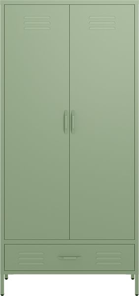 skølm 'Atria' Kleiderschrank mit Schublade, Metall, 170x45x80 cm, grün, Garderobe mit 4 Fächern und 2 Kleiderstangen Bild 9