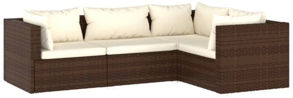 vidaXL 4-tlg. Garten-Lounge-Set mit Kissen Poly Rattan Braun 3101674