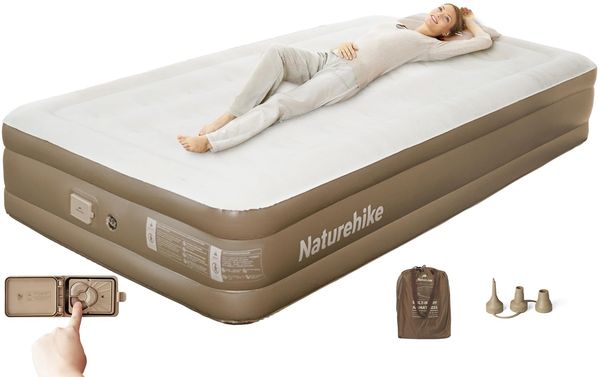 Naturehike Luftmatratze 1 Personen Selbstaufblasend mit Akkupumpe - Aufblasbares Gästebett 190 x 100 x 38 cm für Camping & Zuhause, Leicht, Bequem und Schnell aufblasbar