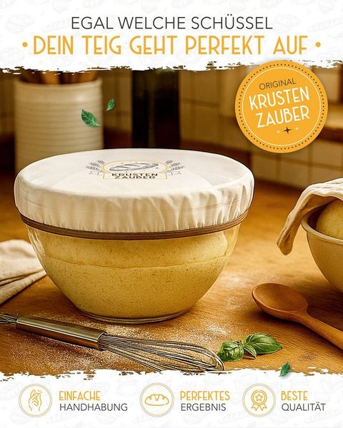 Krustenzauber Backmatte Zubehör - Brotschlingen, Schneebesen, Backmatte, Teig Reinigungstücher, 4x Abdeckhaube
