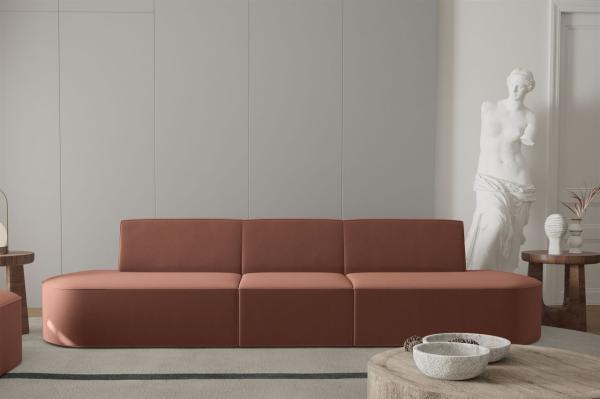 Sofa Designersofa 3-Sitzer MILOT in Stoff Opera Velvet Rotbraun