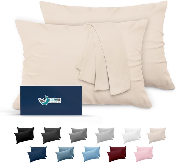 Kissenbezug 40x70 Beige 2er Set Mikrofaser Oeko-TEX Zertifiziert Dreamzie - Kopfkissenbezug 40x70 Weich