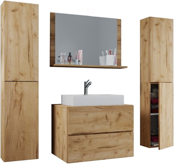 VCM Badmöbel Waschtisch Lendas 915215 Honig-Eiche H. 150 x B. 80 x T. 51 cm