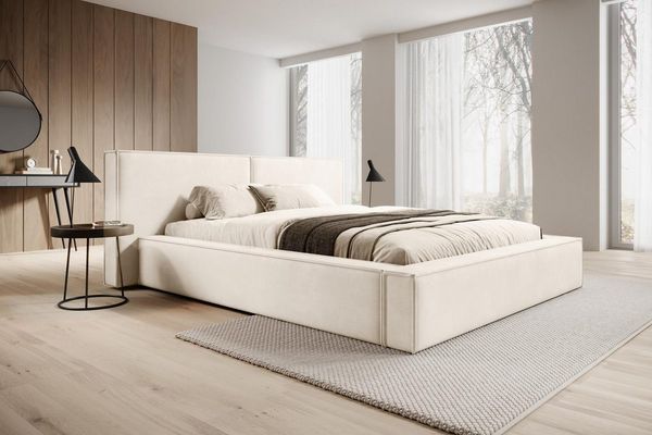 Compleo Polsterbett mit Bettkasten und Lattenrost, gepolstertes Kopfteil HEVE (Kostenlose Lieferung! TOP ANGEBOT), DesignerBett, Viele Varianten zur Auswahl–wählen Sie Größe und Farbe!