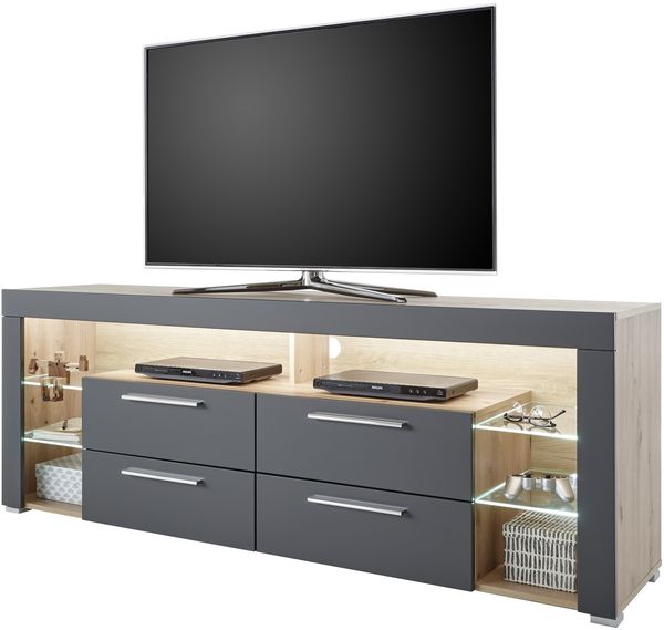 Lowboard >Greta< in Artisan Eiche /grau - 179x66x44cm (BxHxT)