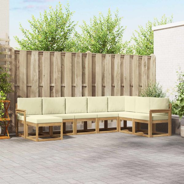 vidaXL Outdoor-Sofagarnitur mit Kissen 8 pcs Weiß und Creme 3388039