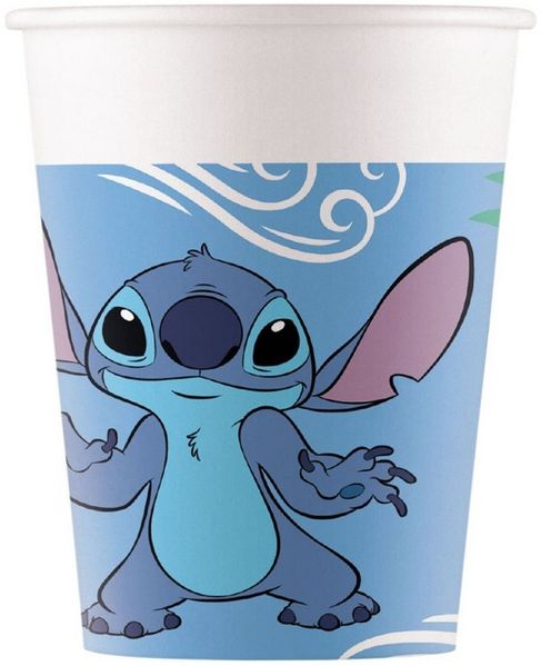 Procos Becher Disney Stitch - 8 Partybecher - ca. 200 ml, 8-tlg, Papier
