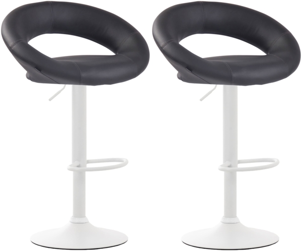 CLP 2er Set Barhocker Olinda Kunstleder höhenverstellbar und drehbar,grau weiß