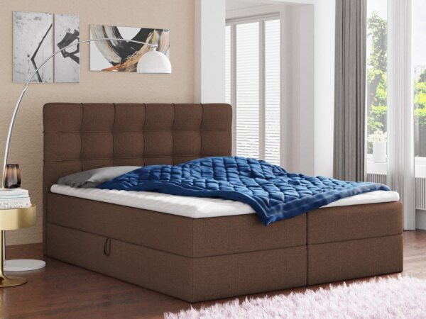 Boxspringbett Best mit 2 Bettkästen, Doppelbett mit Bonell-Matratze und Topper, Polsterbett, Bett (Braun (Inari 24), 140 x 200 cm) Bild 5