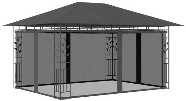 vidaXL Pavillon mit Moskitonetz 4x3x2,73 m Anthrazit 180 g/m² 47973