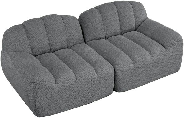 Ecksofa modular in Grau, Granulierter Fleece, breite Sitzfläche, ergonomische Form, montagefrei,79 x 210 x 104 cm Bild 6