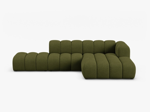 Micadoni Modulares Ecksofa offen Lupine 5-Sitzer Rechts Boucle Baloo Dunkel-Olivgrün