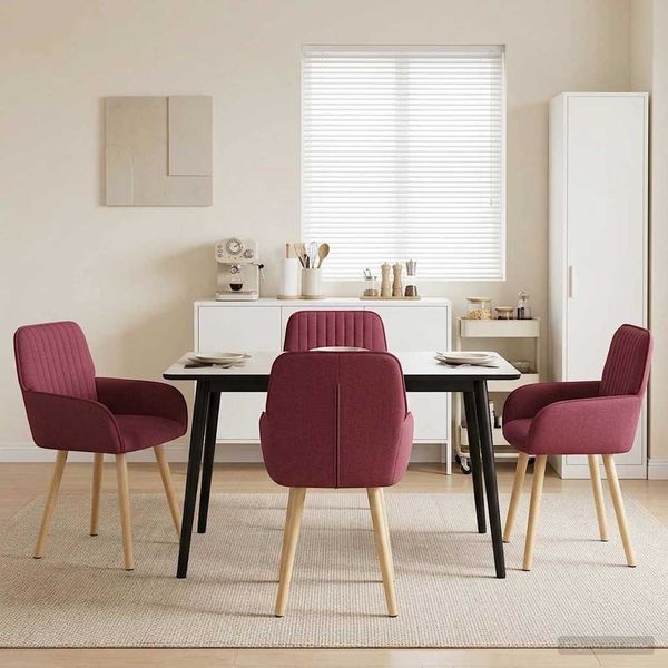 vidaXL Esszimmerstühle 4 pcs Stoff Weinrot 56,5 x 50 x 87,5 cm 3428196