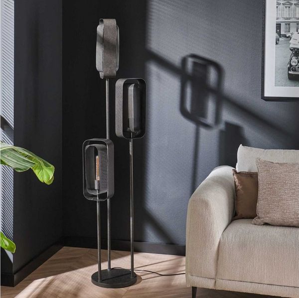 famlights Stehlampe famlights, Stehleuchte Orson in Altsilber E27 3-flammig