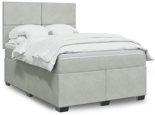 vidaXL Boxspringbett mit Matratze Hellgrau 140x200 cm Samt 3293224