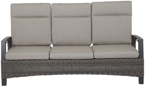 Lounge-Sofa Corido, Rattan, Grau, Schwarz, 206 x 103 x 87 cm