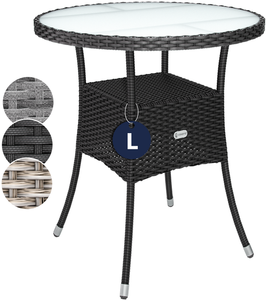 CASARIA® Polyrattan Balkontisch Beistelltisch Rund Ø 60cm Schwarz