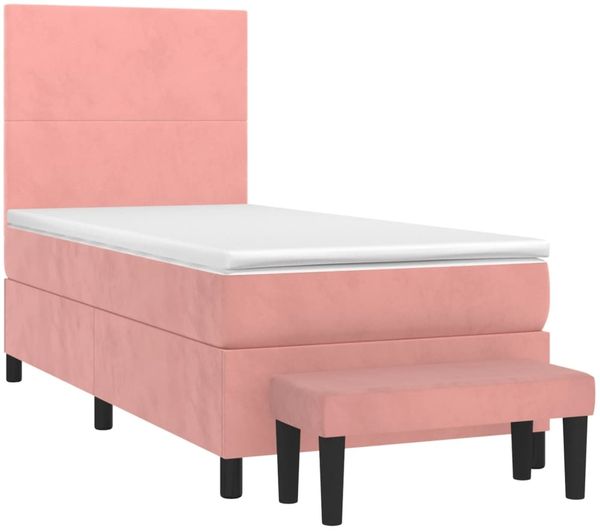 vidaXL Boxspringbett mit Matratze Rosa 80x200 cm Samt 3137694 Bild 3