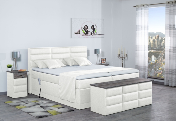 Meisterbetten Boxspringbett Pino 160x200 in WT-Weiss, Matratzenbezug Nano, Ergoflex-Topper Bild 4
