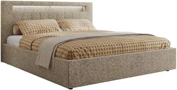 Polsterbett GOLD 5 CLASSIC 160 x 200 cm mit LED-Beleuchtung & Bettkasten, Doppelbett inkl. Lattenrost, Metall-Lift-System & Stauraum - Dunkelbeige Struktur Bild 5