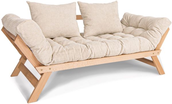 Marior HOME ''ALLEGRO'' Klappsofa, Buchenholz, Natürlich, Creme