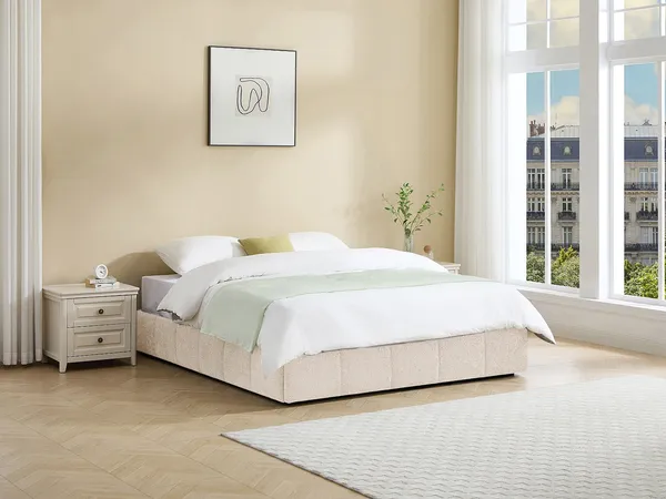 Vente-unique - NULOX Lattenrost und Bettrahmen Stoff Beige - B 172 cm x H 30 cm x L 214 cm
