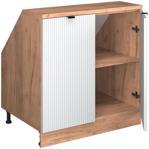 Küchenschrank für Dachschrägen R-Line Weiß Riffel 80 cm mit 2 Türen, Schrankkorpus 60 cm Tiefe Vicco Bild 3