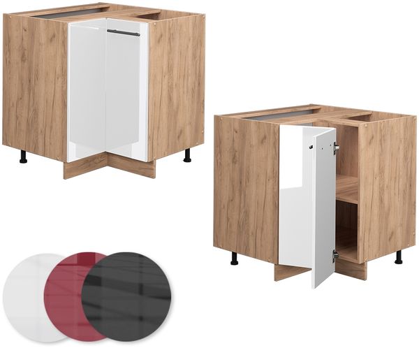 Eckunterschrank Fame-Line Weiß Hochglanz 80.5 cm ohne Arbeitsplatte Vicco Bild 5