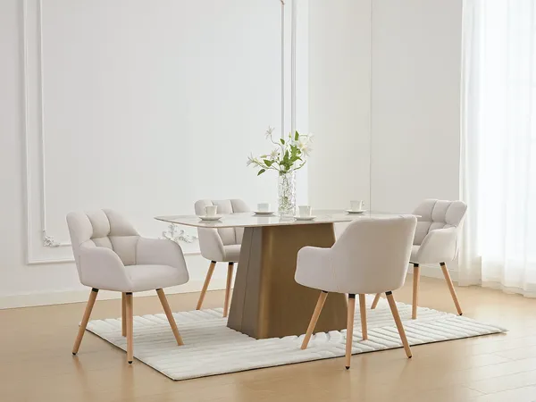 Vente-unique - PEGA Stuhl Stoff Beige - B 58 cm x H 81 cm x L 57,5 cm