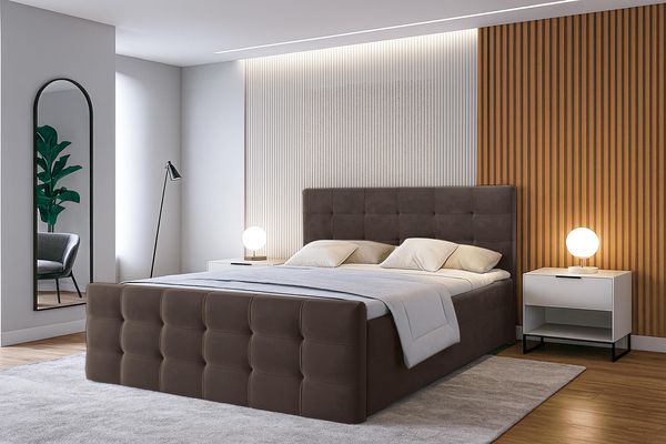 AX LIVING Bett mit Bettkasten 160x200 cm Argentaro Boxspringbett braun