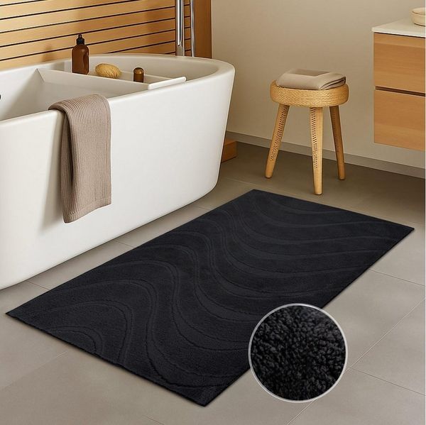 Carpet City Badematte BAT400, Badteppich uni, Höhe 11 mm, rutschhemmend beschichtet, fußbodenheizungsgeeignet, Polyester, rechteckig, Teppich Badezimmer, Badvorleger, Anti-Rutsch, Waschbar, Duschmatte