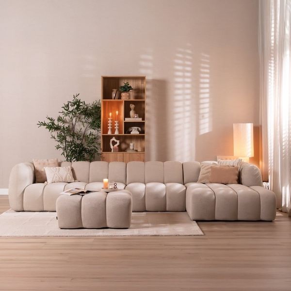Bronx71 Ecksofa Luca XL Chenille Beige rechts