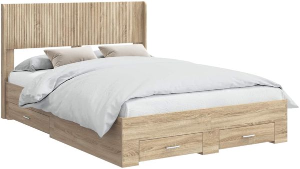 vidaXL Bettgestell mit Stauraum und Kopfteil Sonoma-Eiche 3414477 Bild 2