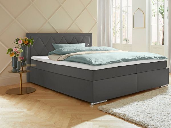 Leonique Boxbett Alfie, Bestseller, wahlweise mit Bettkasten, mit Straßsteinen im Kopfteil, H2, H3 und H4 wählbar