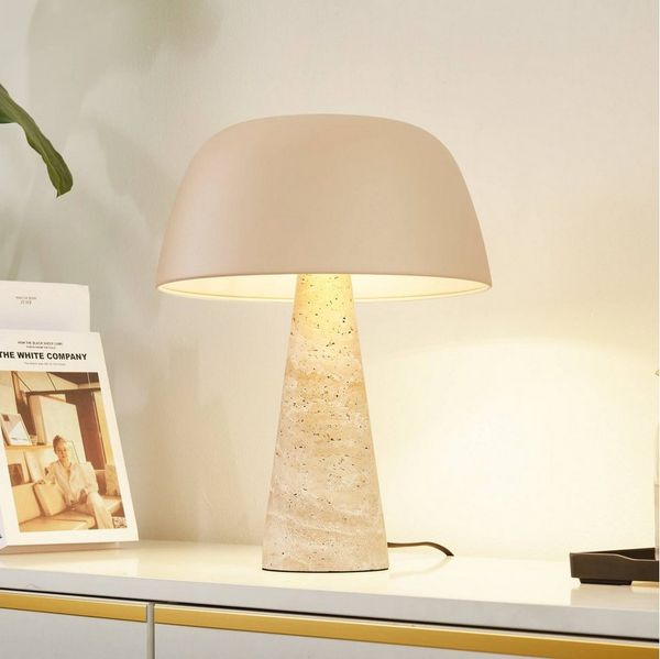 Lindby Tischleuchte Magritt, Stein Creme IP20, 1 x 15 W LED