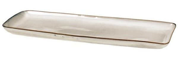 Broste Copenhagen Servierplatte NORDIC SAND Platte eckig 12,5 x 35 cm, Steinzeug, (Platten), Nordic Sand Quadratischer Teller