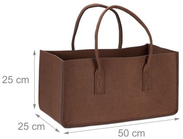 Relaxdays 4 x Kaminholztasche aus Filz braun Bild 5