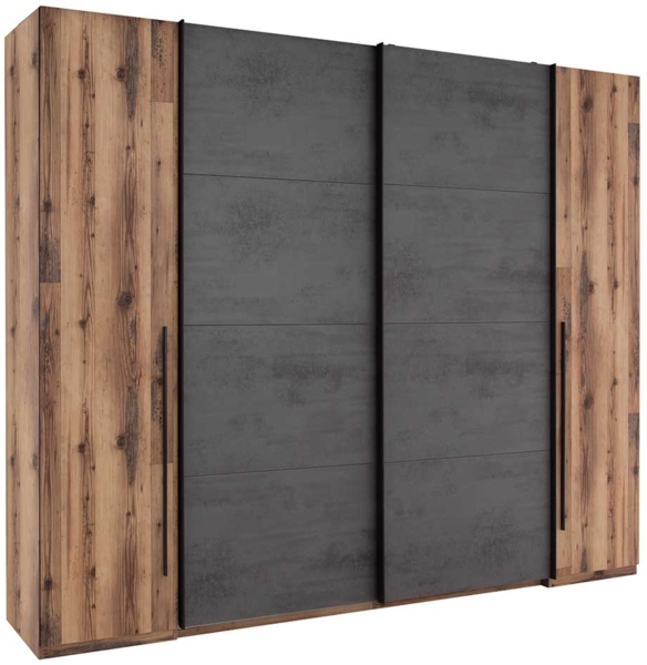 Kleiderschrank Sarnthein / Sarnia, Holzwerkstoff, Schwarz, Holzfarben, 312 x 226 x 60 cm