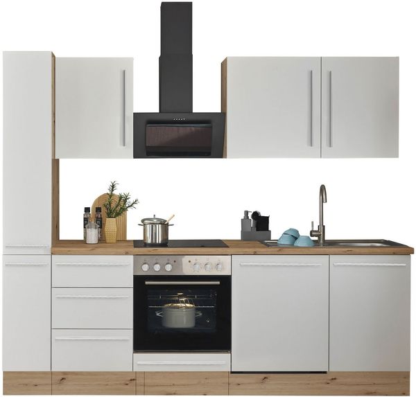 KOCHSTATION Küchenzeile Florida, Breite 250 cm, wahlweise mit E-Geräten,Softclose für Türen/Schubkästen
