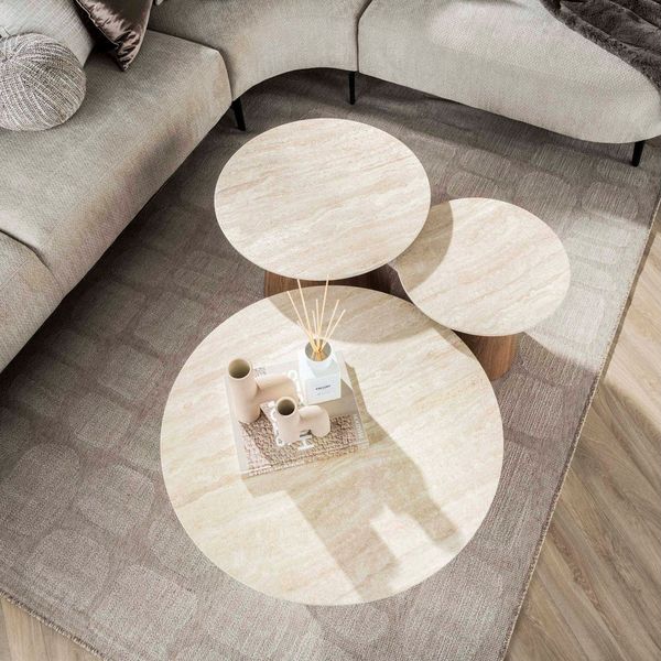 Sitheim-Europe Couchtisch Couchtisch Romano rund Set aus 3 / Keramik travertin (1-St, 3er set)