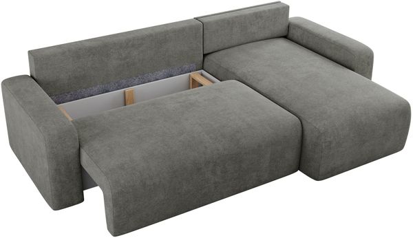 Ecksofa L-form, mit Schlaffunktion und Bettkasten - ARGOS, Grau, Stoff Bild 5
