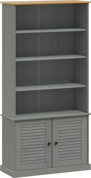 Bücherregal | Standregal Grau 85x35x170 cm Massivholz Kiefer