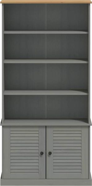 Bücherregal | Standregal Grau 85x35x170 cm Massivholz Kiefer Bild 4