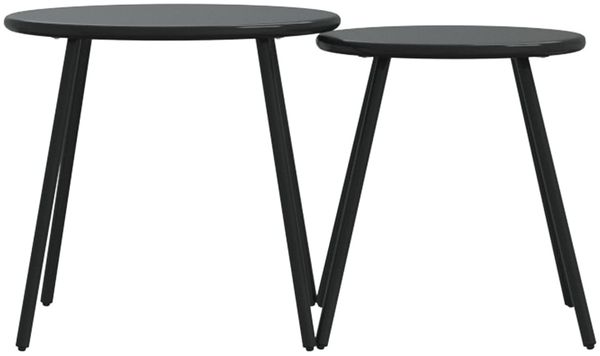 vidaXL Garten-Couchtisch 2 Stk. Rund Schwarz Pulverbeschichteter Stahl 4008112 Bild 4