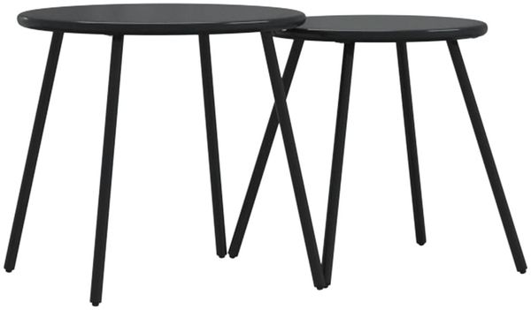 vidaXL Garten-Couchtisch 2 Stk. Rund Schwarz Pulverbeschichteter Stahl 4008112 Bild 2