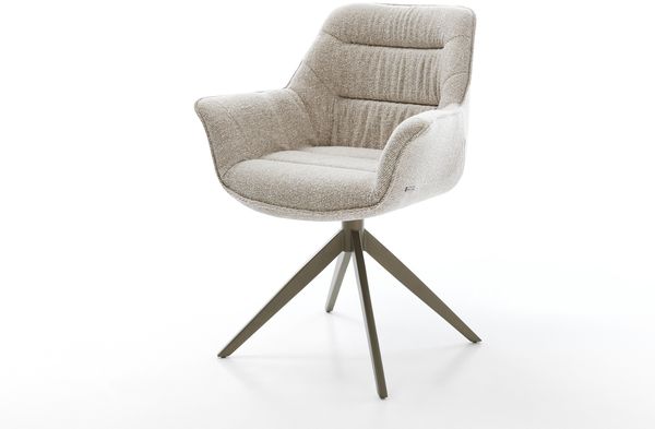 Drehstuhl Kaira-Flex Webstoff Soft Beige Kreuzgestell breit Effektfinish Titan 360° drehbar Wippfunktion