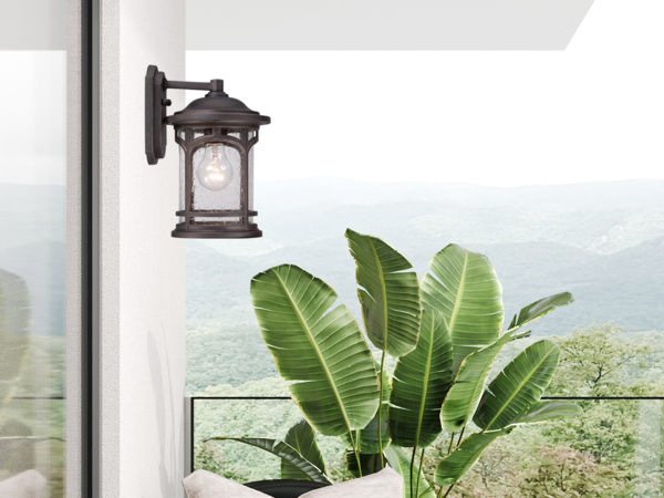 Wandleuchte, Außenleuchte, Laterne, Stahl Glas, H 28,1 cm Bild 7