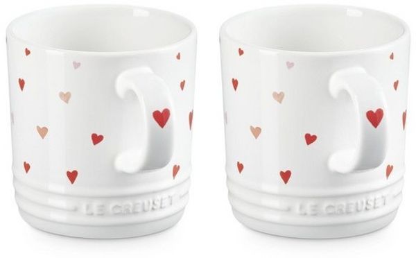 LE CREUSET Becher LeCreuset 2er-Set Becher Hearts aus Steinzeug 350ml, Porzellan
