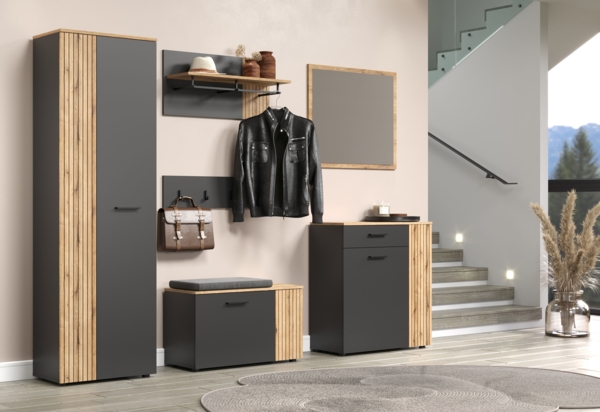 Garderobe Set Esteban in grau und Eiche Evoke 250 cm Bild 7