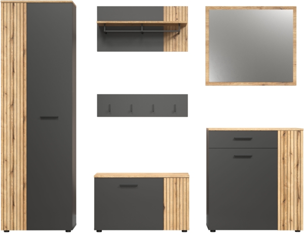 Garderobe Set Esteban in grau und Eiche Evoke 250 cm Bild 1